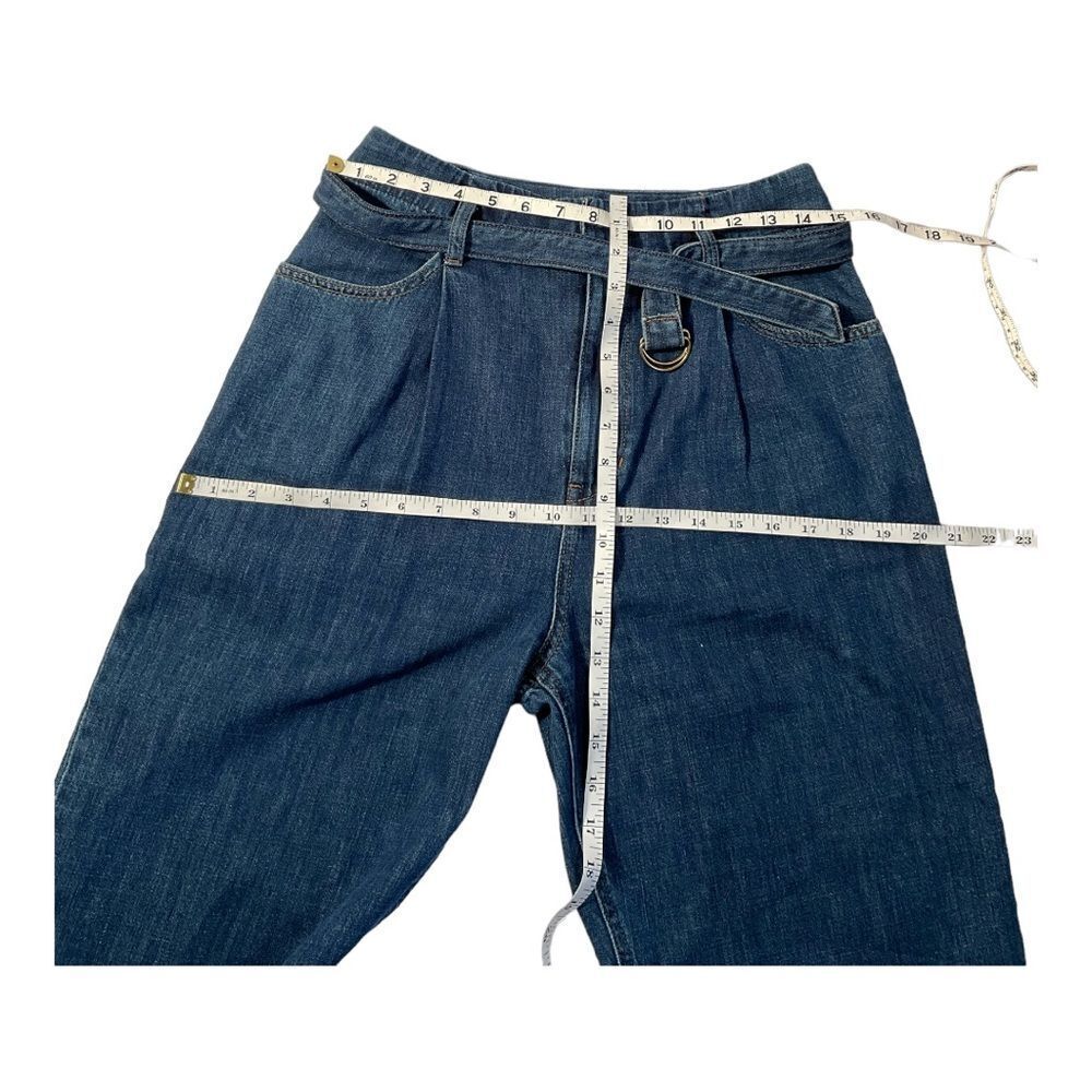 Uniqlo Women Jeans Size 25 Inch Blue High Rise Belted Paperbag Fit Denim - Picture 11 of 15